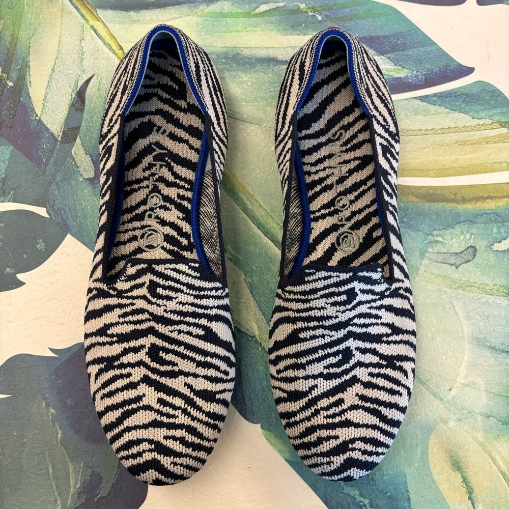 ROTHYS Zebra Print Slip On Flats Size 9.5 Retired Color Comfort Shoe